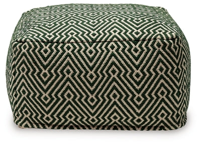 Ashley Abacy Green Ivory Pouf