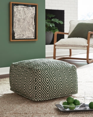 Ashley Abacy Green Ivory Pouf