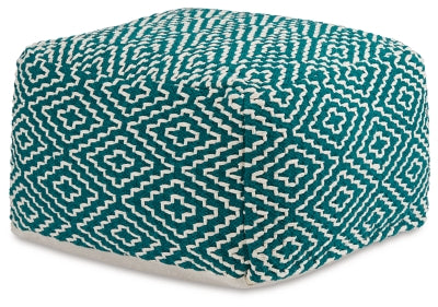 Ashley Brynnsen Teal Ivory Pouf