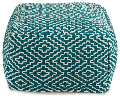 Ashley Brynnsen Teal Ivory Pouf