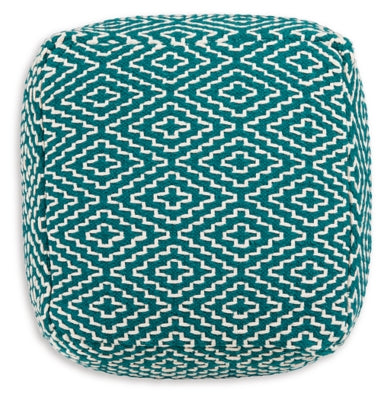 Ashley Brynnsen Teal Ivory Pouf