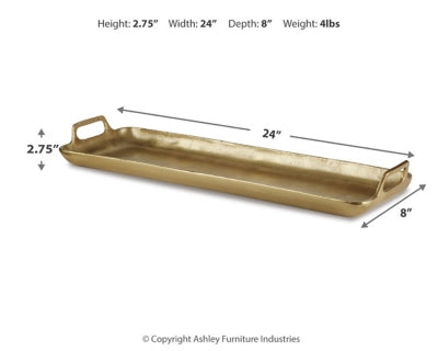 Ashley Posy Gold Finish Tray
