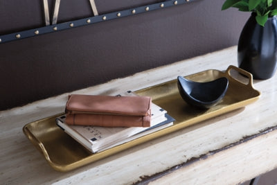 Ashley Posy Gold Finish Tray