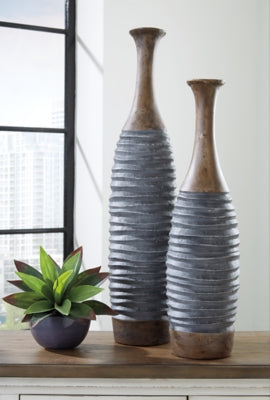 Ashley Blayze Antique Gray Brown Vase (Set of 2)