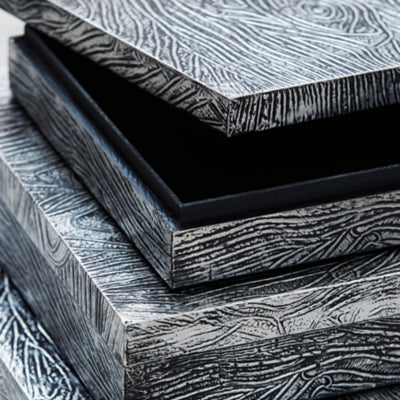 Ashley Keldy Antique Pewter Finish Box (Set of 3)