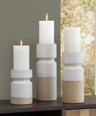 Ashley Hurston Ivory Brown Candle Holder (Set of 3)