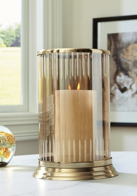 Ashley Aavinson Amber Gold Finish Candle Holder
