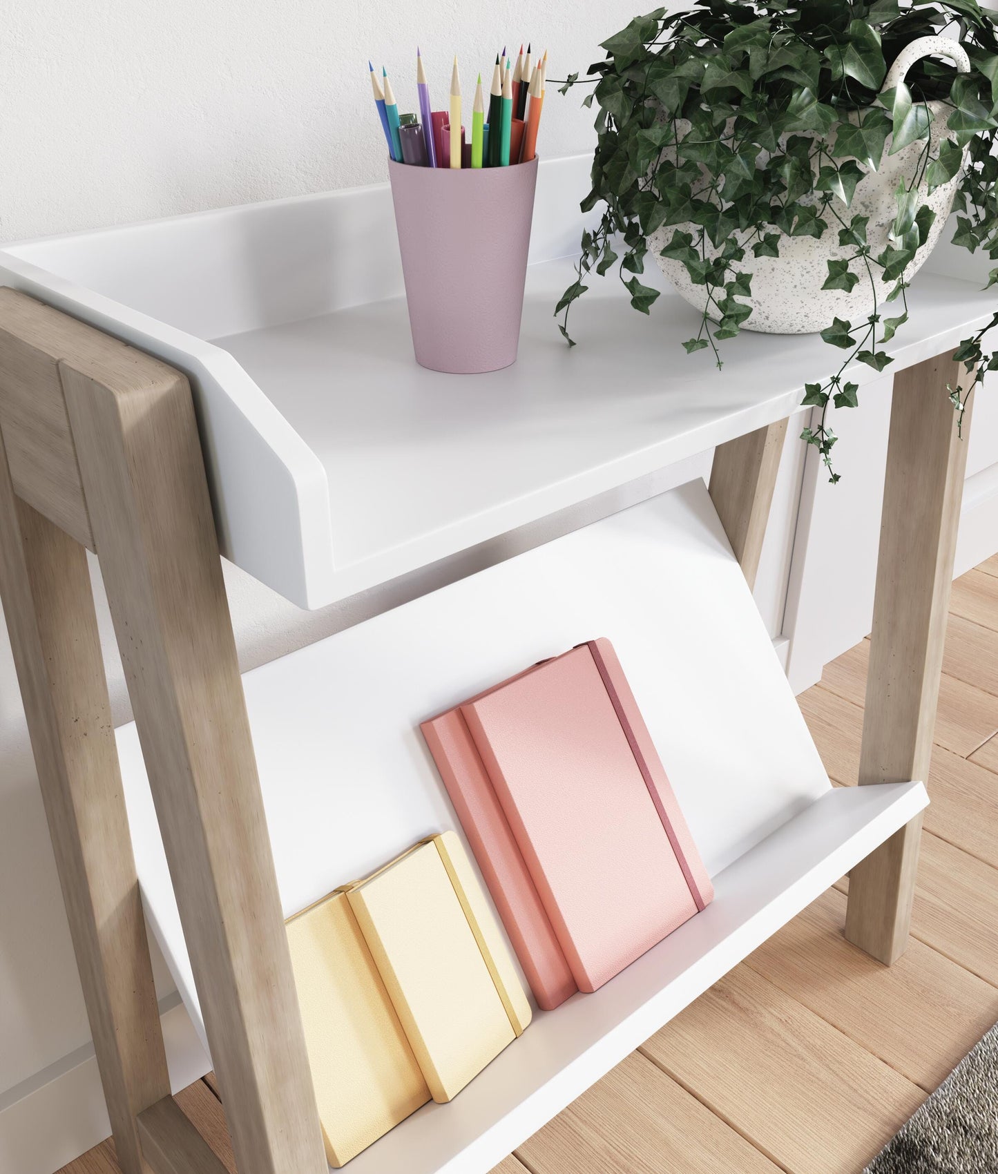 Ashley Blariden White Tan Small Bookcase