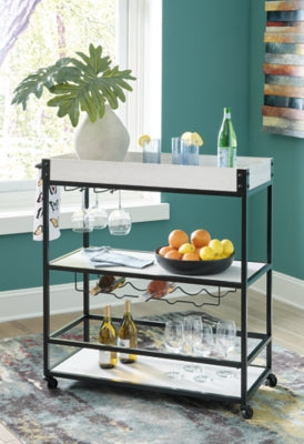 Ashley Bayflynn White Black Bar Cart