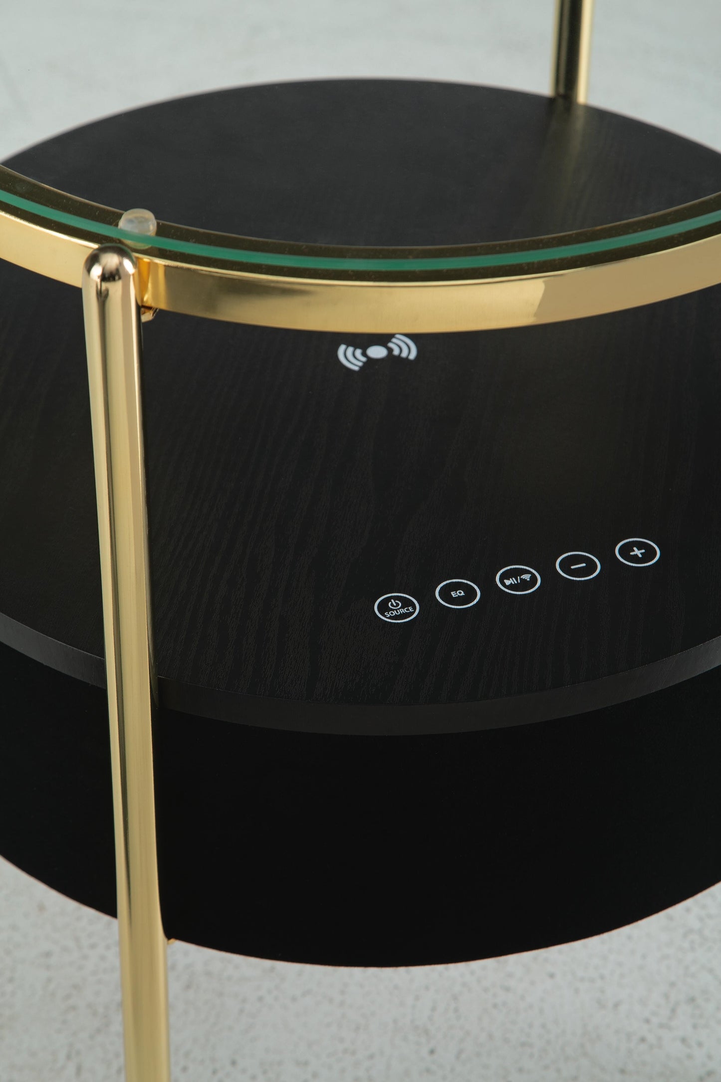 Ashley Nedman Black Gold Finish Accent Table with Speaker