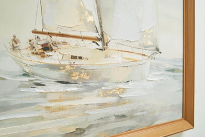 Ashley Winbrook Gray Tan Gold Finish Wall Art Set (Set of 2)