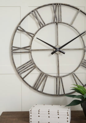 Ashley Paquita Antique Silver Wall Clock
