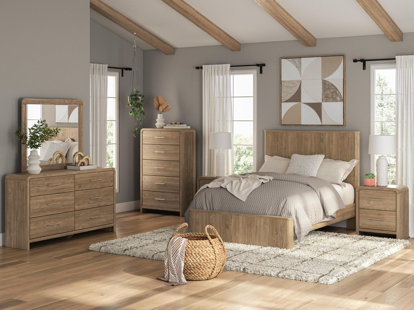 Ashley Dovander Warm Natural Brown Full Panel Platform Bed