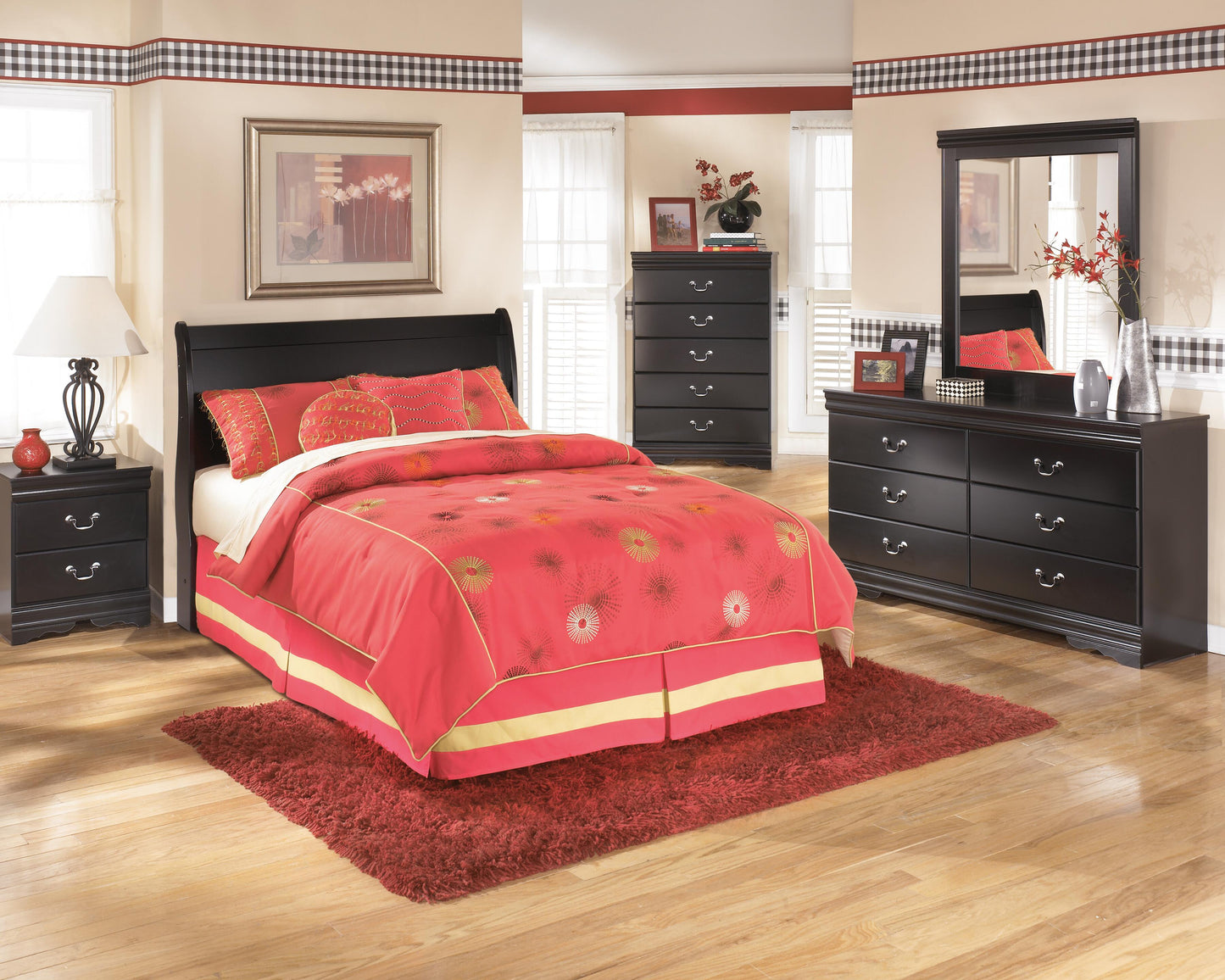 Ashley Huey Vineyard Black Full Sleigh Headboard