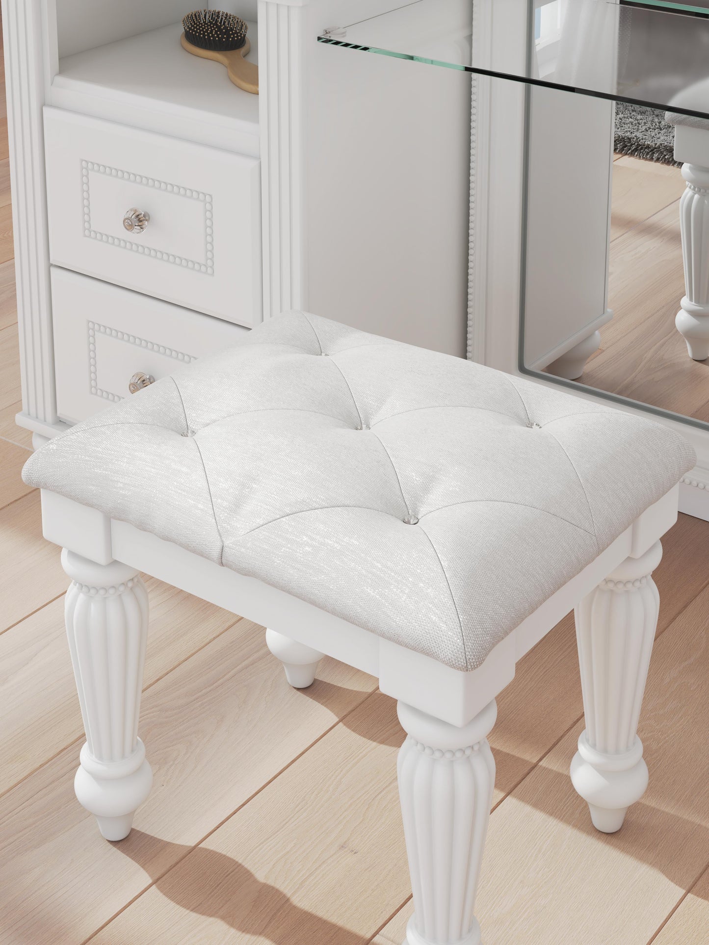 Ashley Maylilly White Vanity Stool
