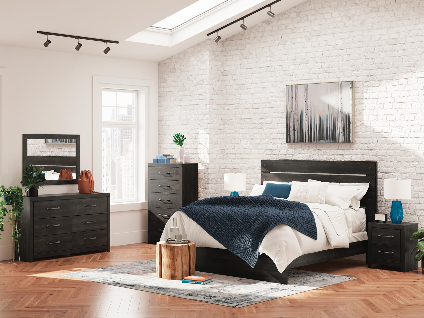 Ashley Delmorta Dark Gray King Panel Bed