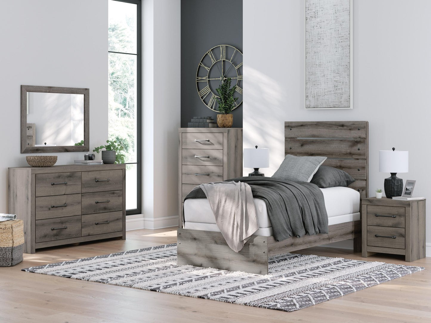 Ashley Urbanoore Brown Gray Twin Panel Bed