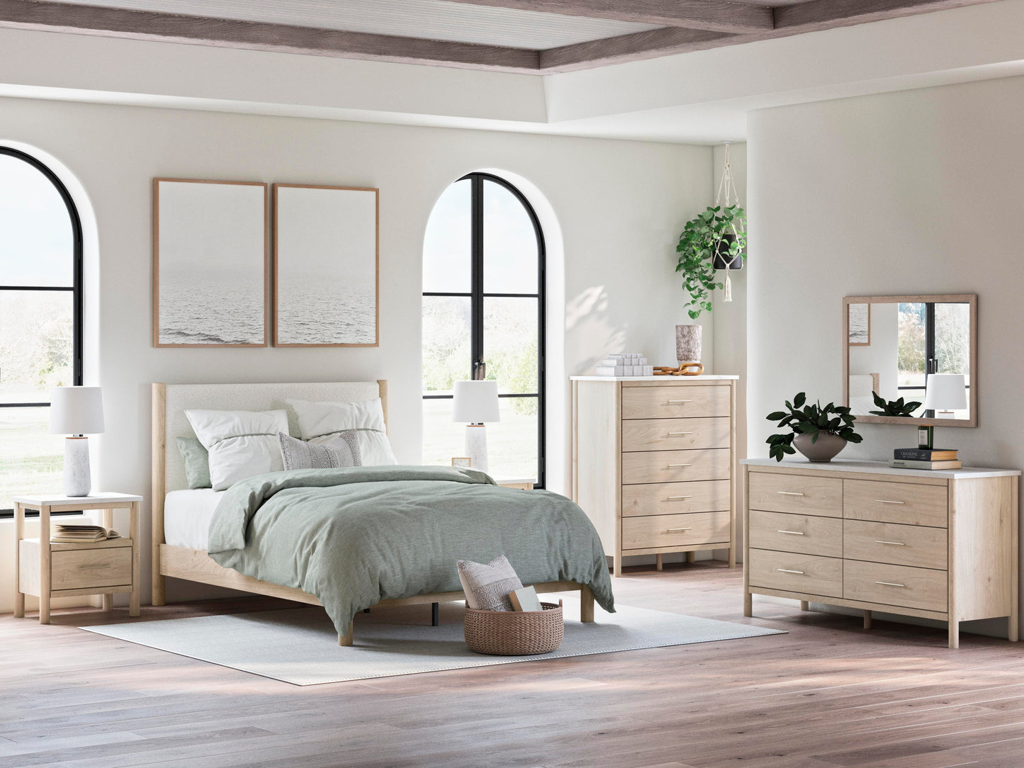 Ashley Cadmori Two-tone Queen Upholstered Panel Bed