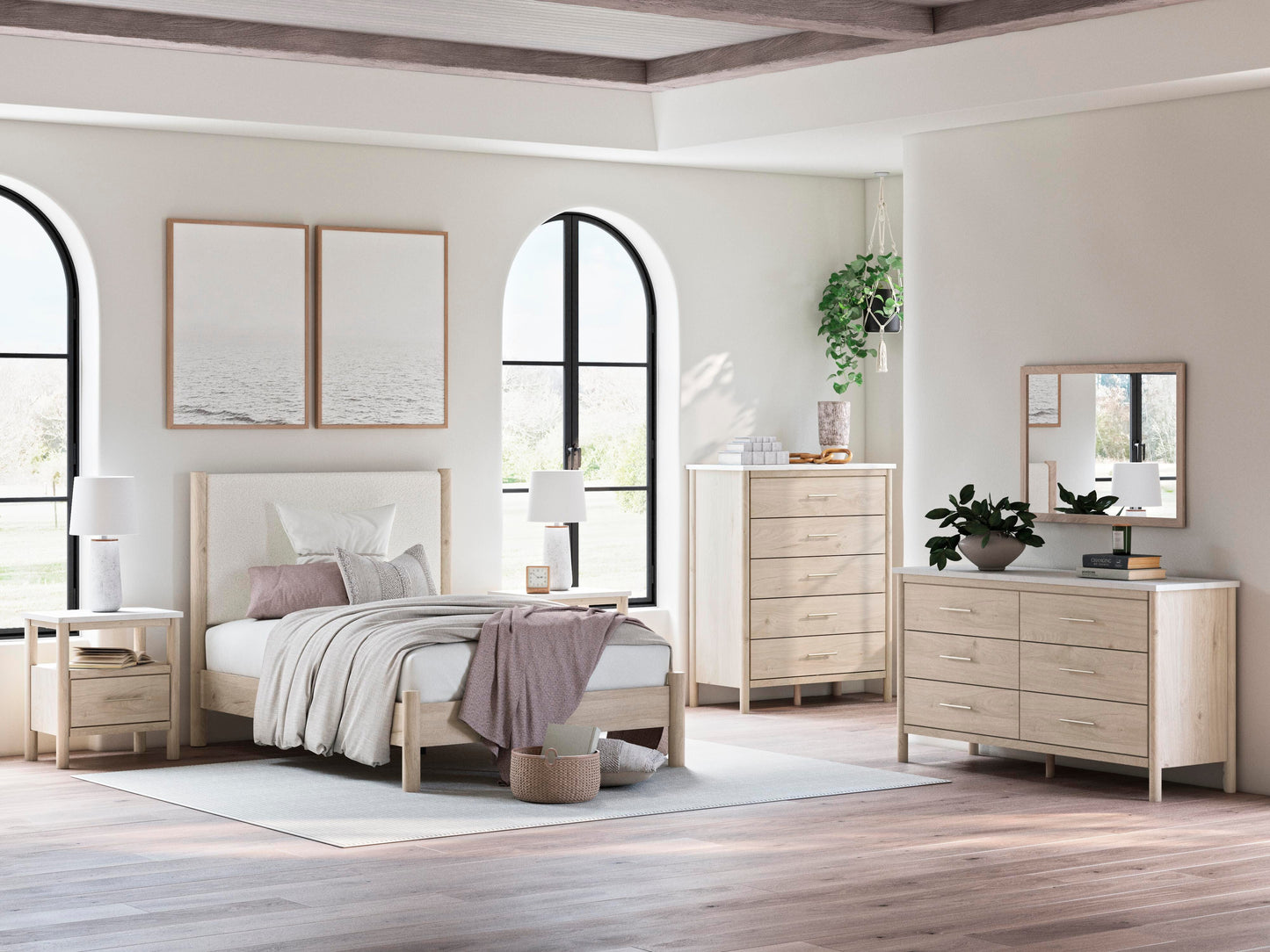 Ashley Cadmori Two-tone Full Upholstered Panel Bed