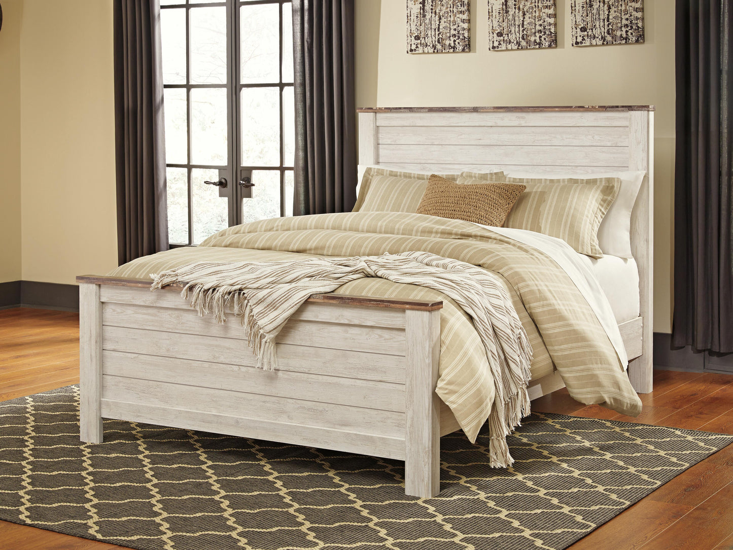 Ashley Willowton Whitewash Queen Panel Bed