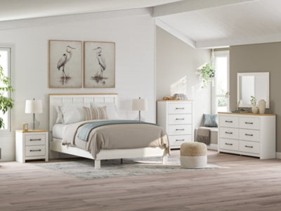 Benchcraft Linnocreek White Warm Brown Queen Panel Bed