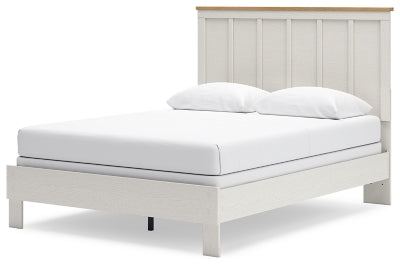 Benchcraft Linnocreek White Warm Brown Queen Panel Bed