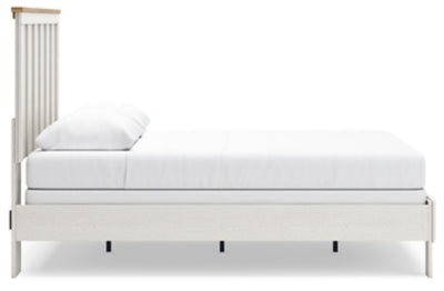Benchcraft Linnocreek White Warm Brown Queen Panel Bed