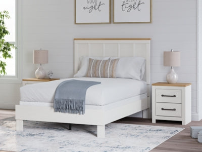 Benchcraft Linnocreek White Warm Brown Full Panel Bed