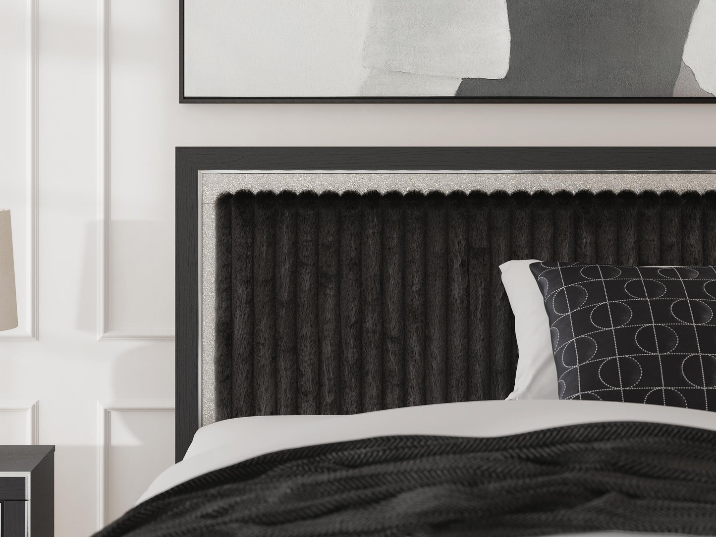 Ashley Birmonton Black Queen Upholstered Panel Bed