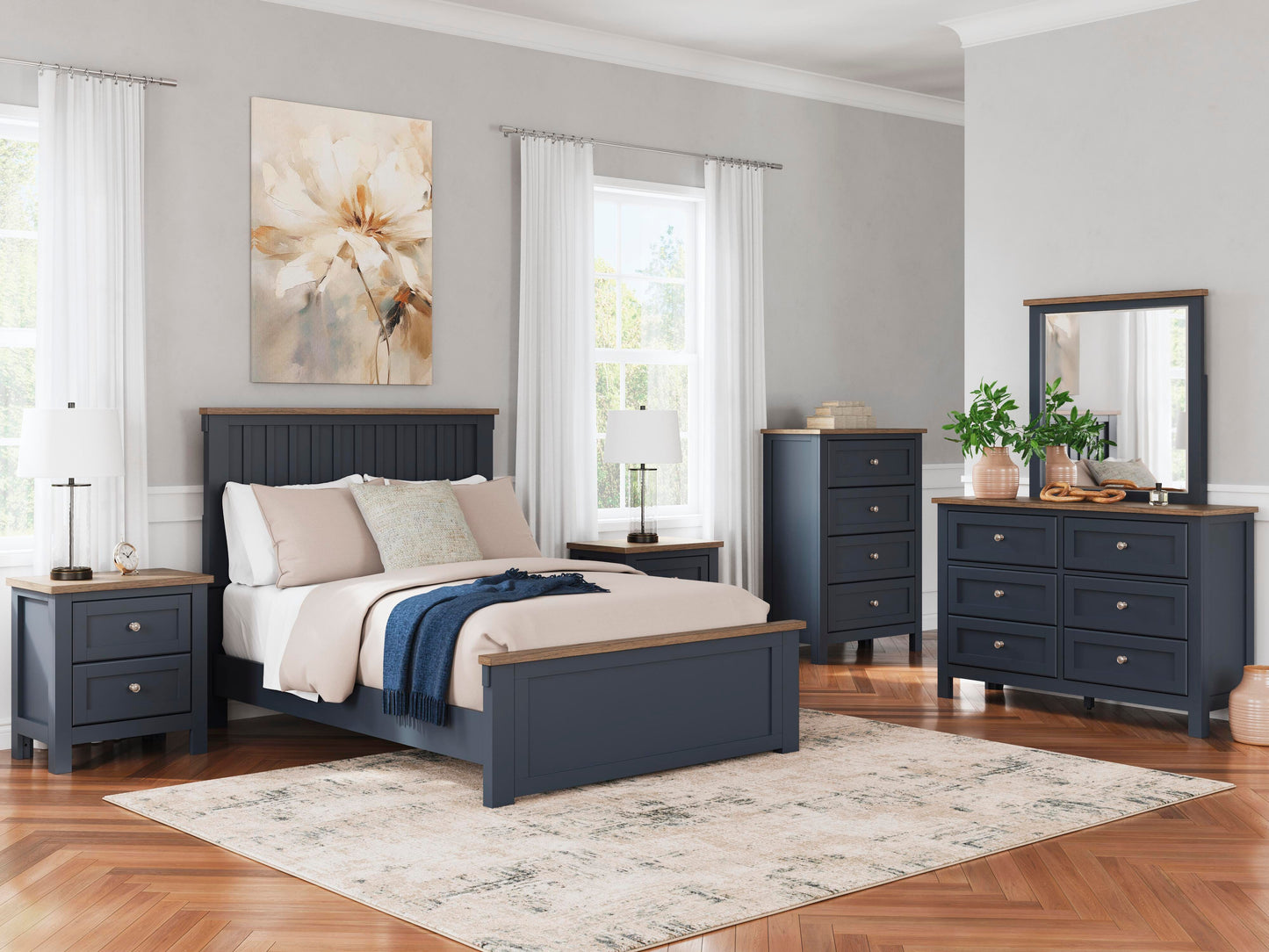 Ashley Landocken Brown Blue Nightstand