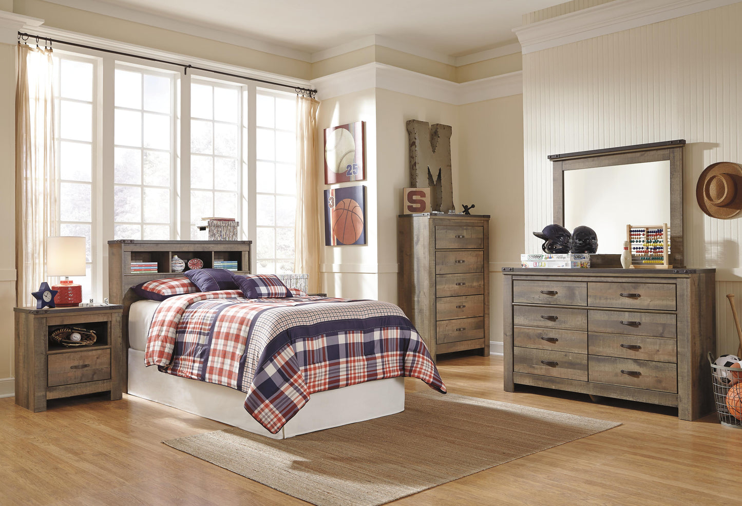 Ashley Trinell Brown Twin Bookcase Headboard