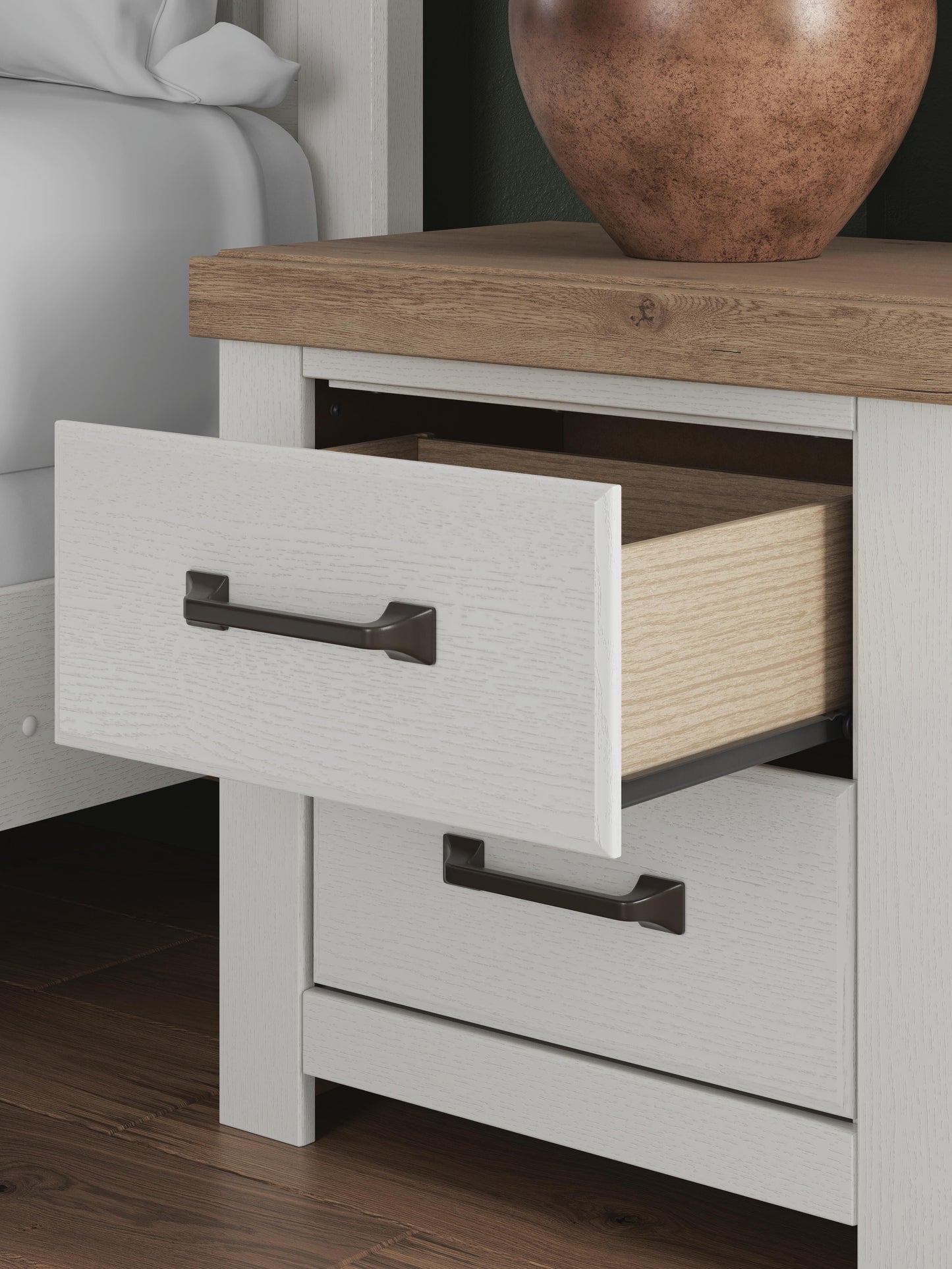 Benchcraft Savonport White Brown Nightstand