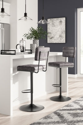 Ashley Strumford Gray Black Bar Height Barstool (Set of 2)