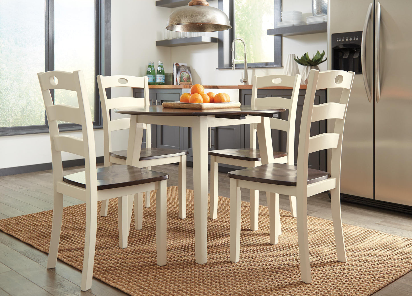Ashley Woodanville Cream Brown Dining Drop Leaf Table