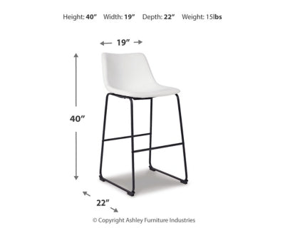 Ashley Centiar White Pub Height Bar Stool (Set of 2)