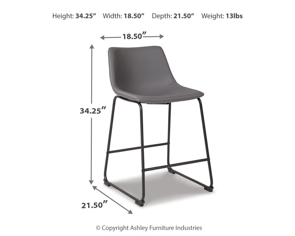 Ashley Centiar Gray Counter Height Bar Stool (Set of 2)
