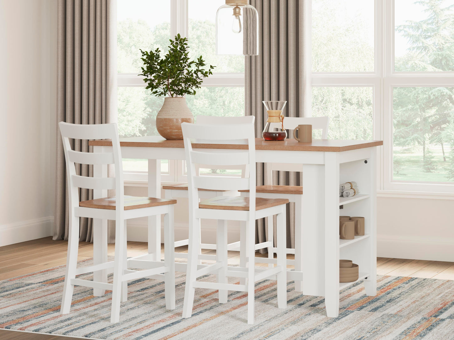 Ashley Gesthaven Natural White Counter Height Barstool (Set of 2)