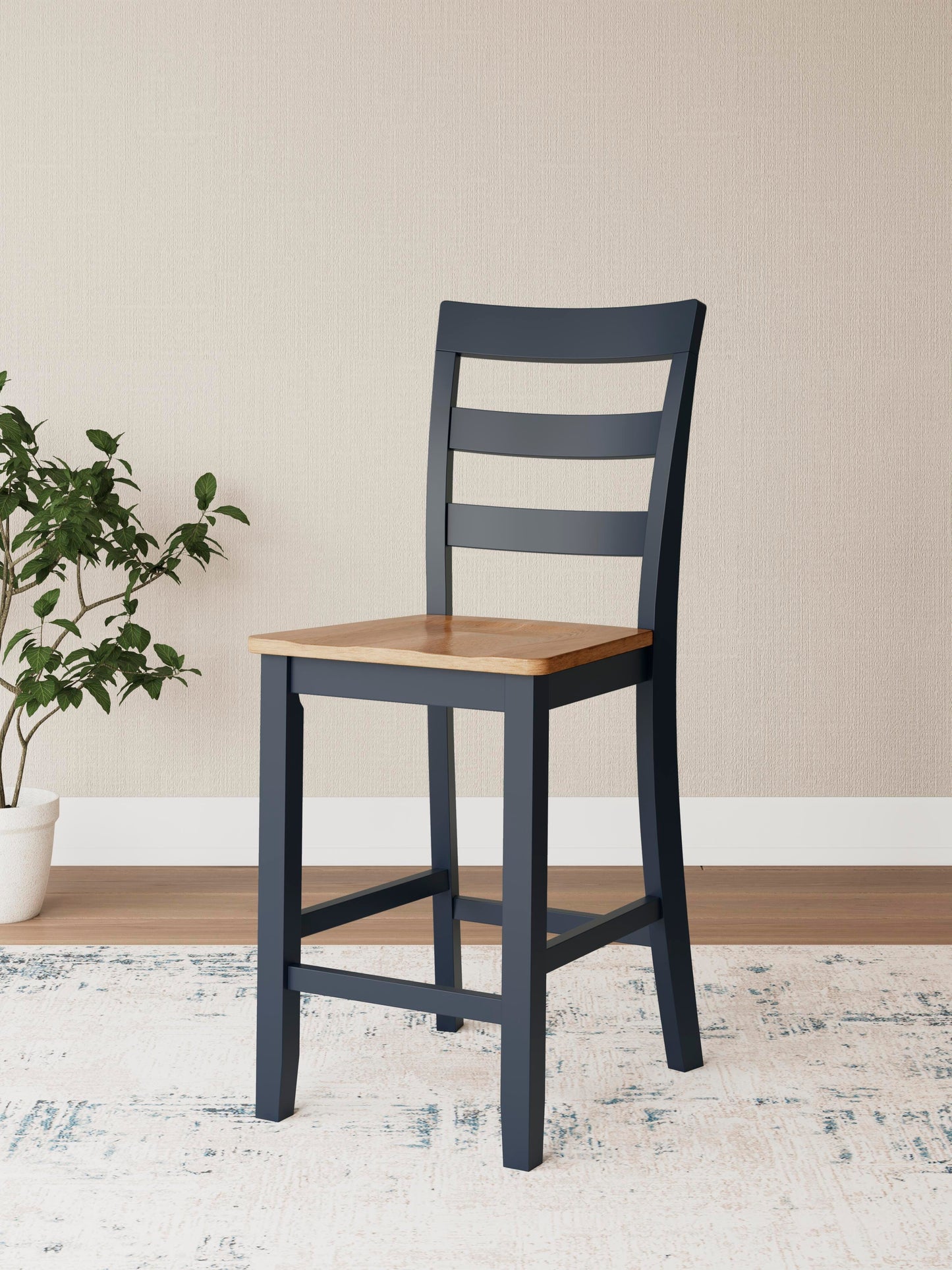 Ashley Gesthaven Natural Blue Counter Height Barstool (Set of 2)