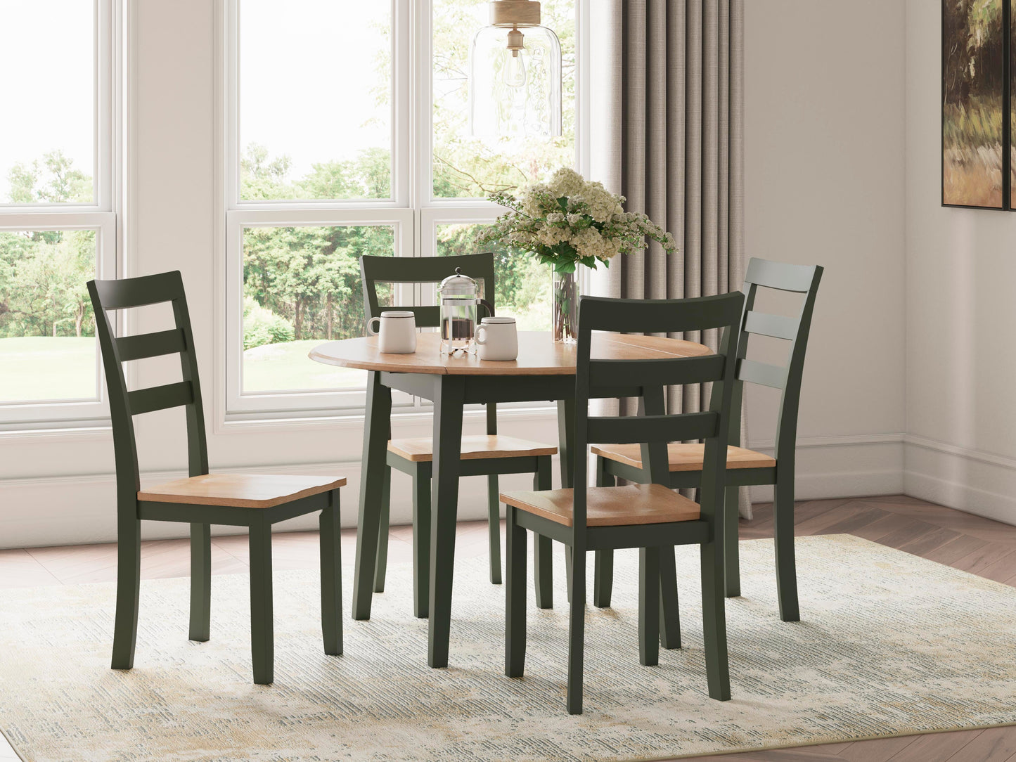 Ashley Gesthaven Natural Green Dining Drop Leaf Table
