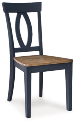 Ashley Landocken Brown Blue Dining Chair (Set of 2)