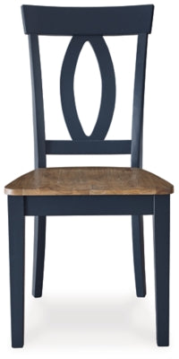 Ashley Landocken Brown Blue Dining Chair (Set of 2)