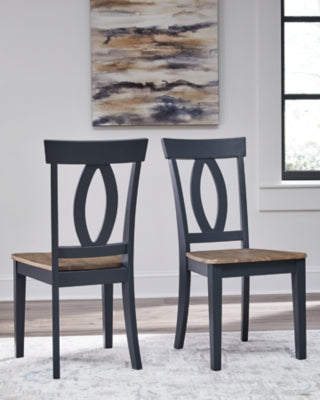 Ashley Landocken Brown Blue Dining Chair (Set of 2)