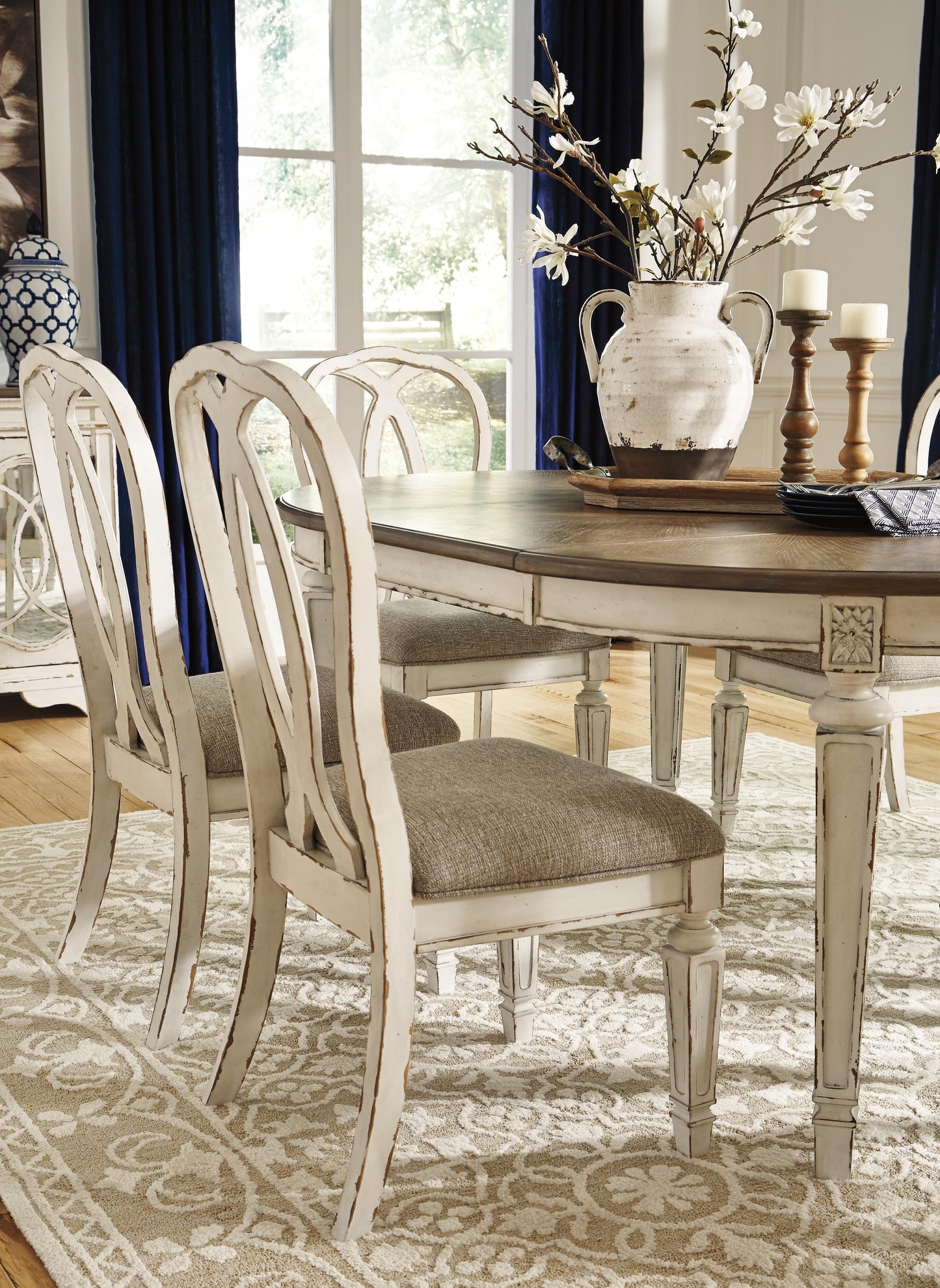 Ashley Realyn Chipped White Ribbon Back Dining Chair (Set of 2)