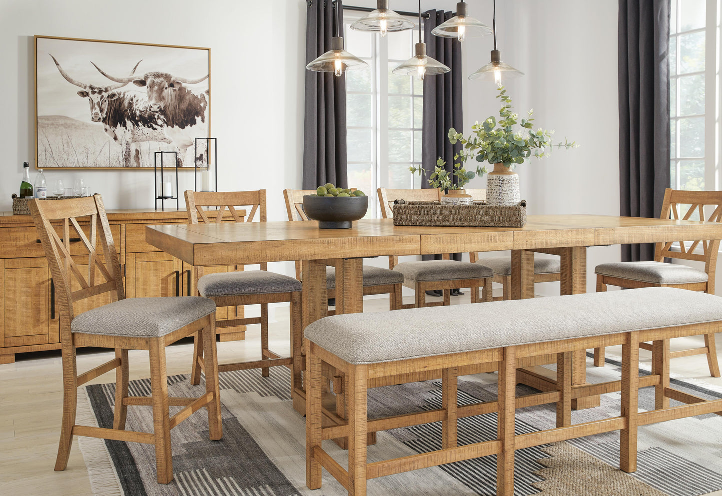 Ashley Havonplane Brown 72" Counter Height Dining Bench