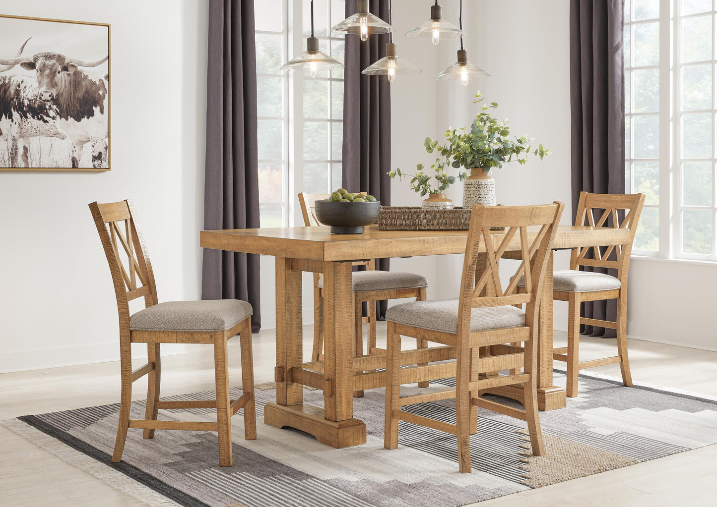 Ashley Havonplane Brown Counter Height Barstool (Set of 2)