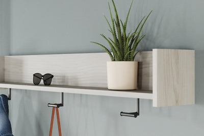 Ashley Socalle Light Natural Wall Mounted Coat Rack with Shelf