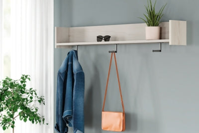 Ashley Socalle Light Natural Wall Mounted Coat Rack with Shelf