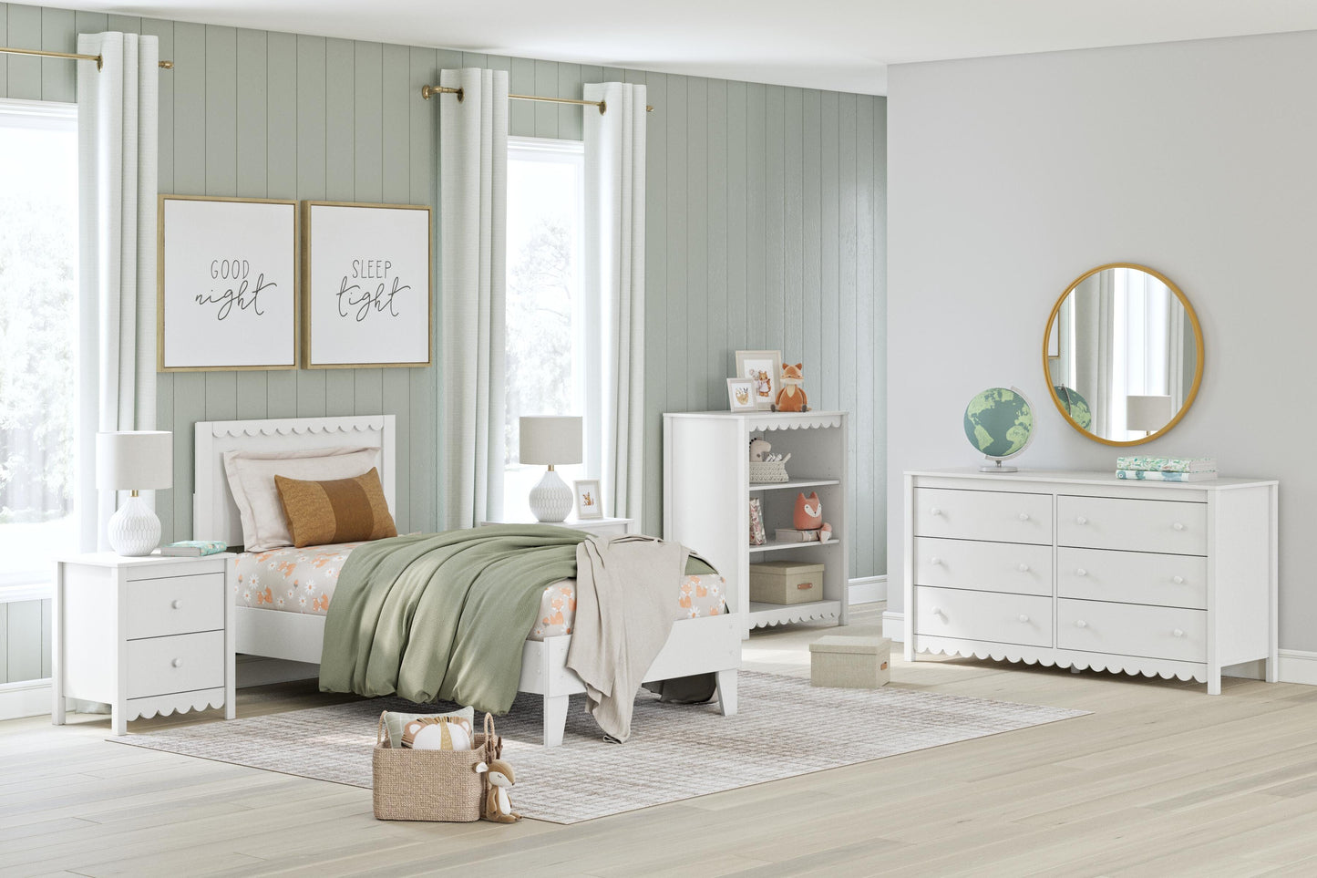 Ashley Hallityn White Twin Panel Platform Bed