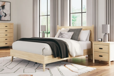 Ashley Cabinella Tan Queen Platform Panel Bed
