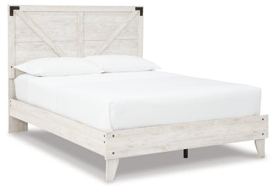Ashley Shawburn White Dark Charcoal Gray Queen Crossbuck Panel Platform Bed